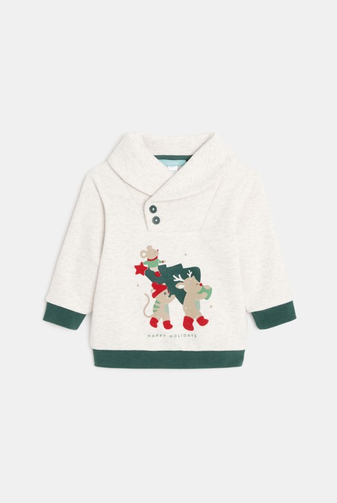 Sudadera de muletón beige bebé niño 1