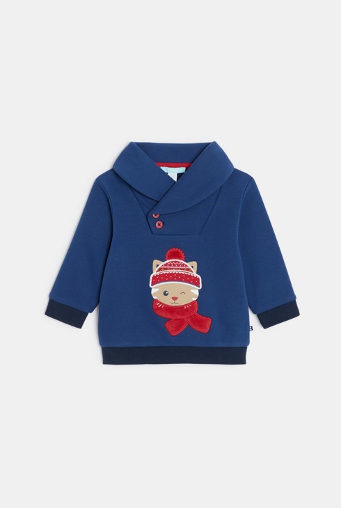 Sudadera de muletón azul bebé niño 1