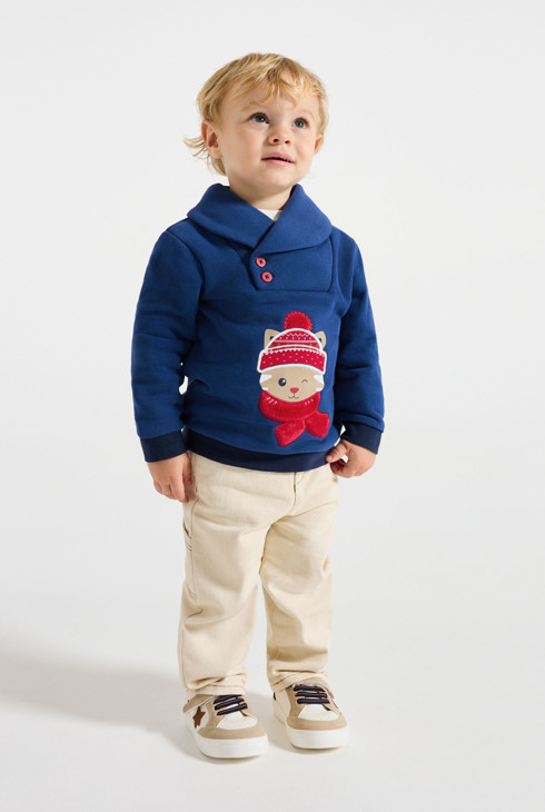 Maglia in tessuto felpato blu neonato 1