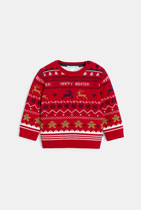 Pullover Jacquard rot Kleinkind Junge 1