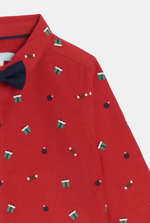 Rotes Hemd mit festlichem Motiv Kleinkind Junge 2