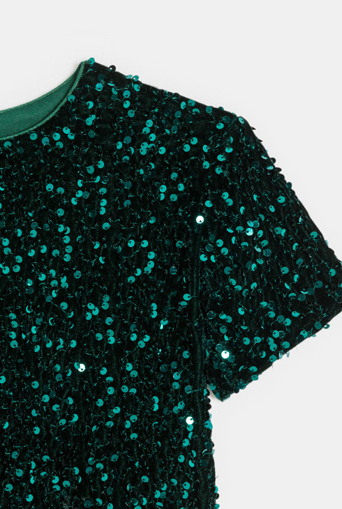 Blusa verde de lentejuelas niña 2