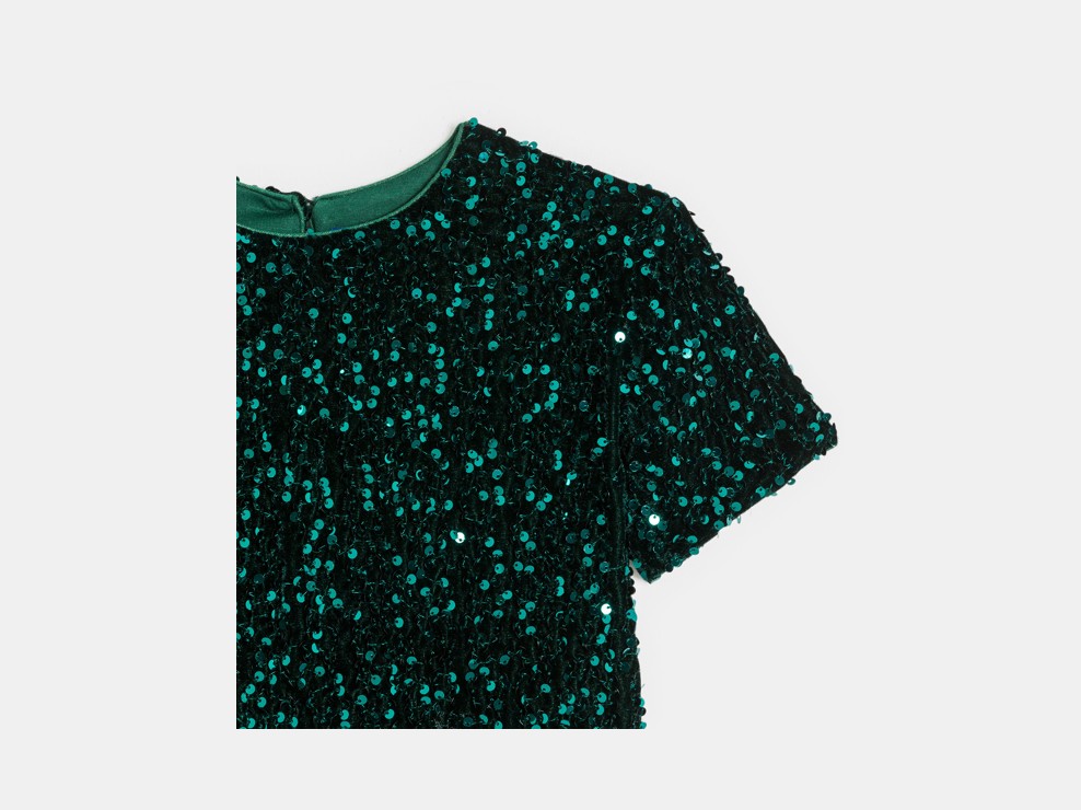Grüne Bluse mit Pailletten Mädchen 2