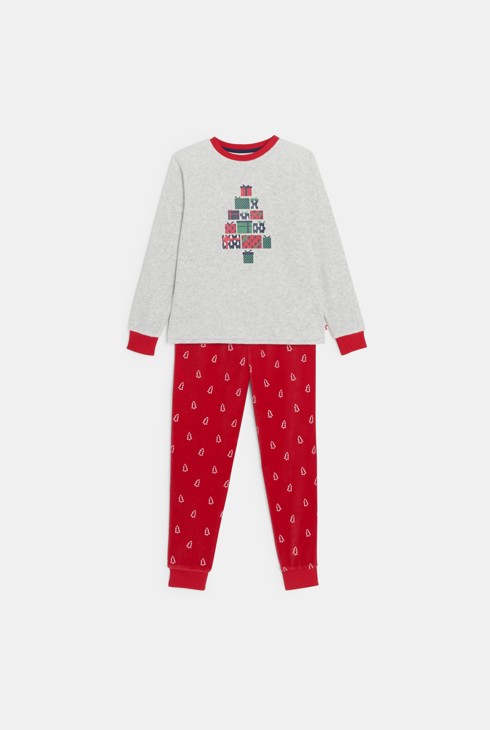 Pijama de terciopelo rojo Navidad niño 1