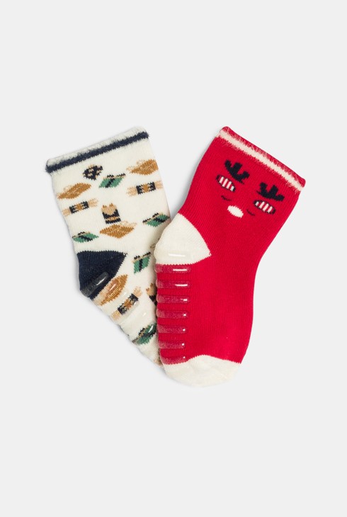 Pack de calcetines rojos antideslizantes con motivo bebé niño 1