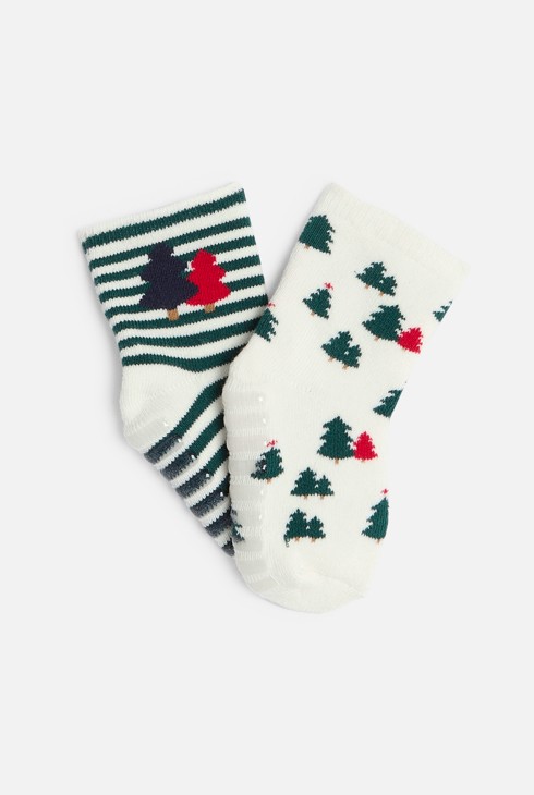 Calcetines antideslizantes abeto verde bebé niño 1