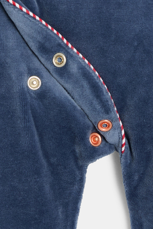 Pijama de terciopelo azul con motivo de abeto bebé niño 2