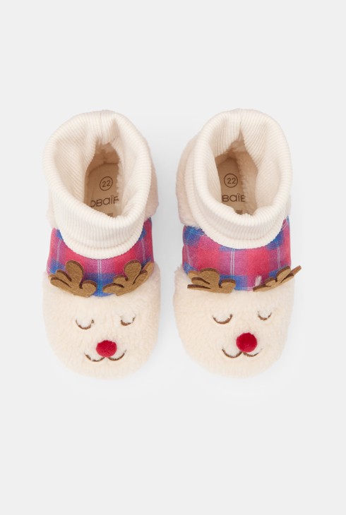 Weiche Rentier-Hausschuhe in Weiß für Babys (unisex) 2