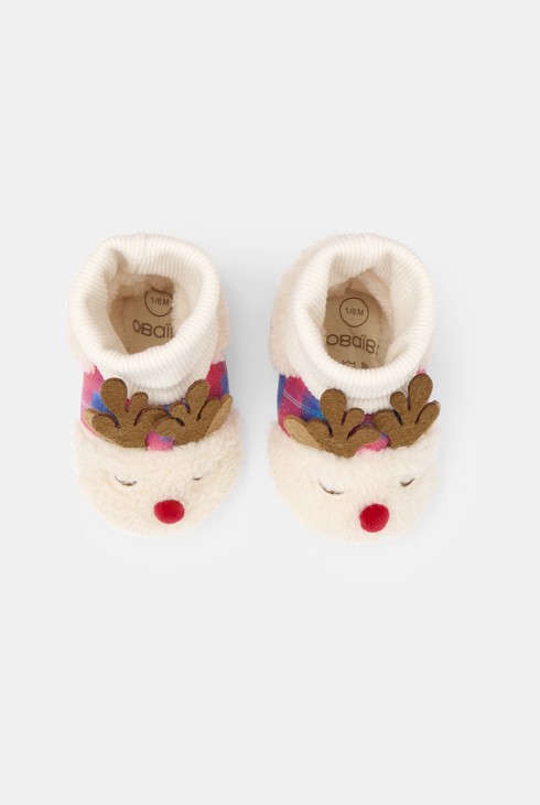 Patucos suaves reno blanco bebé unisex 2