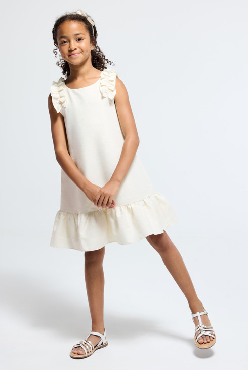 Abito dorato con spalline per bambina. 1