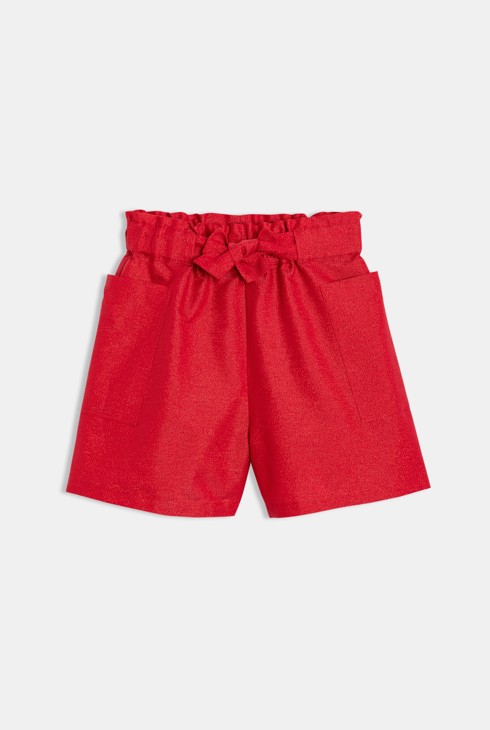 Shorts rossi a vita alta per bambina 1
