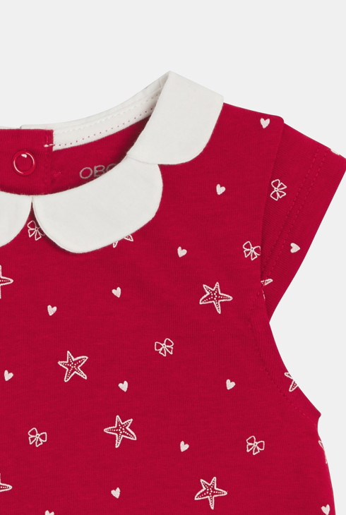 Tuta corta rossa con motivo a stelle per neonata 2