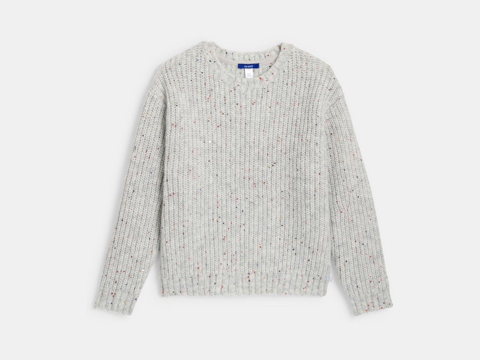 Pullover Grobstrick grau Mädchen 1