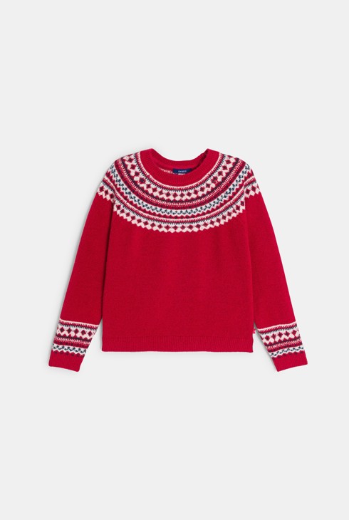 Jersey jacquard montaña rosa niña 1