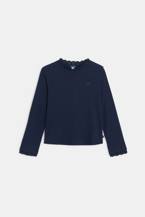 Camiseta azul marino bordada niña 1