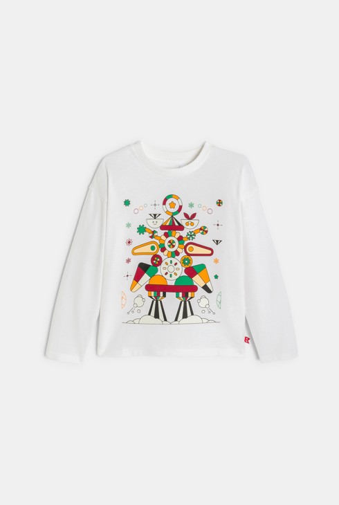 T-Shirt weiß lange Ärmel Jungen Okaïdi X Maison Tangible 1