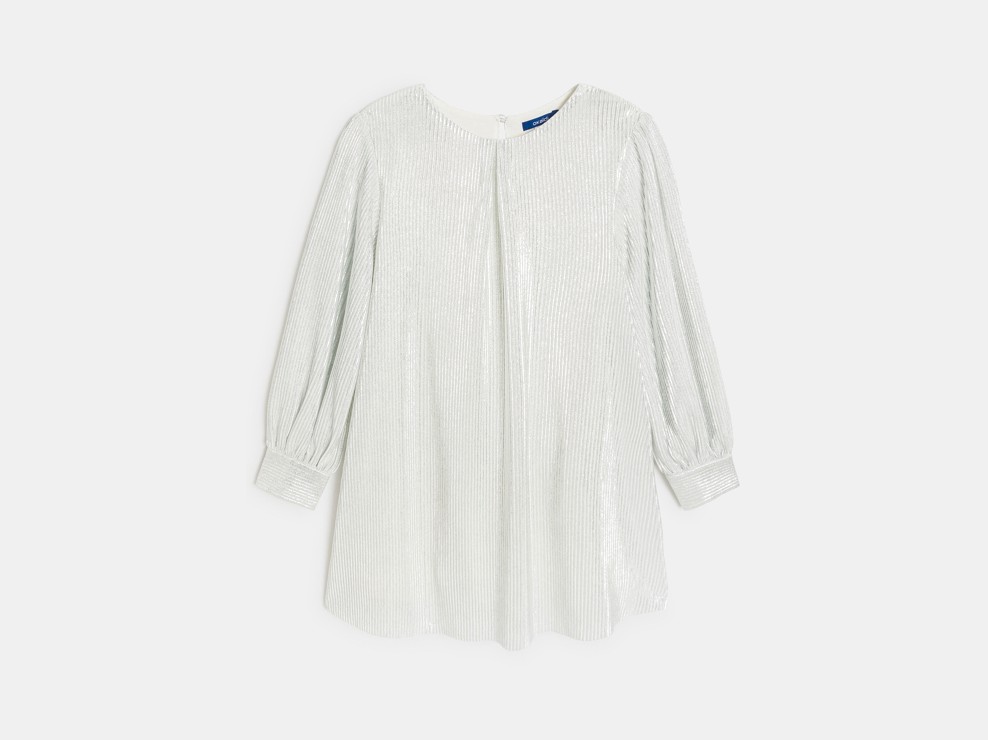 Langarm-Kleid silberfarben Mädchen 1