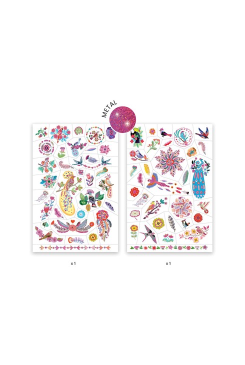 2 planches de tattoos Plume color Djeco 2