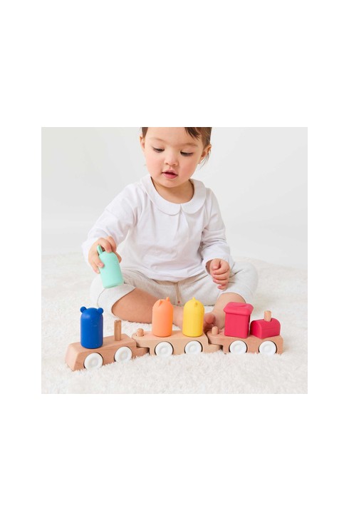 Train des 4 animaux en bois et silicone Oxybul 2
