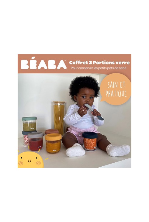 Lot de 2 Portions verre 250 ml Night blue/Honey BEABA 2