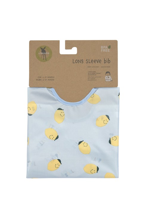 Lot de 2 bavoirs manches longues Happy Fruits, bleu LÄSSIG 2