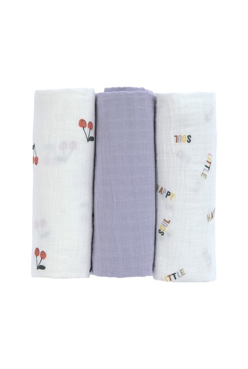 Lange mousseline GOTS L Happy Fruits Cerise, lilas LÄSSIG 2