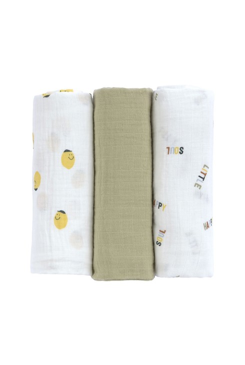 Lange mousseline GOTS L Happy Fruits Citron, kaki clair LÄSSIG 2