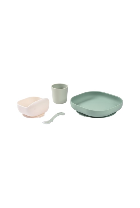 Coffret repas silicone 4 pièces Vert sauge/Vert de gris 2