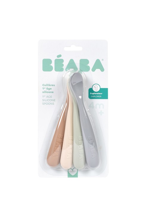 Lot de 4 cuillères silicone 1er âge, natural set 2