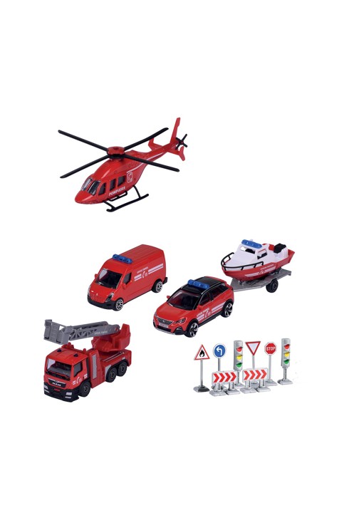 Set de 4 véhicules d'urgences avec panneaux (pompier ou police) 2