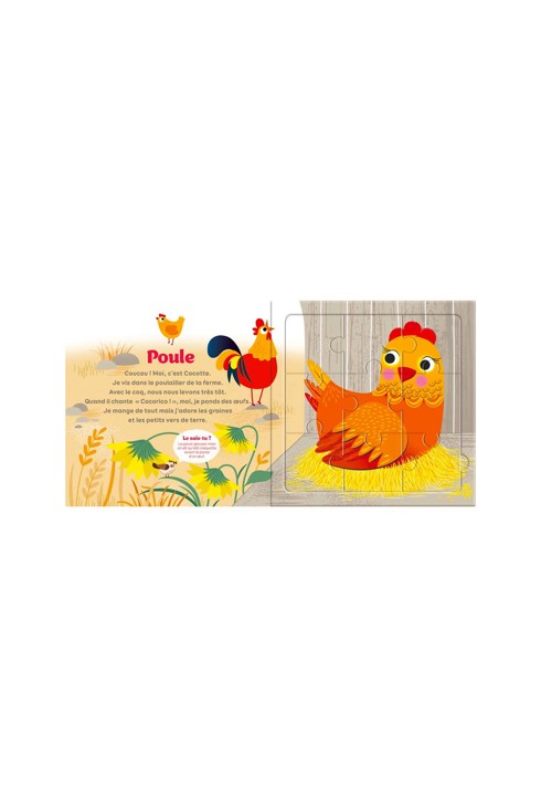 Livre puzzle 9 pcs, Les animaux de la ferme 2
