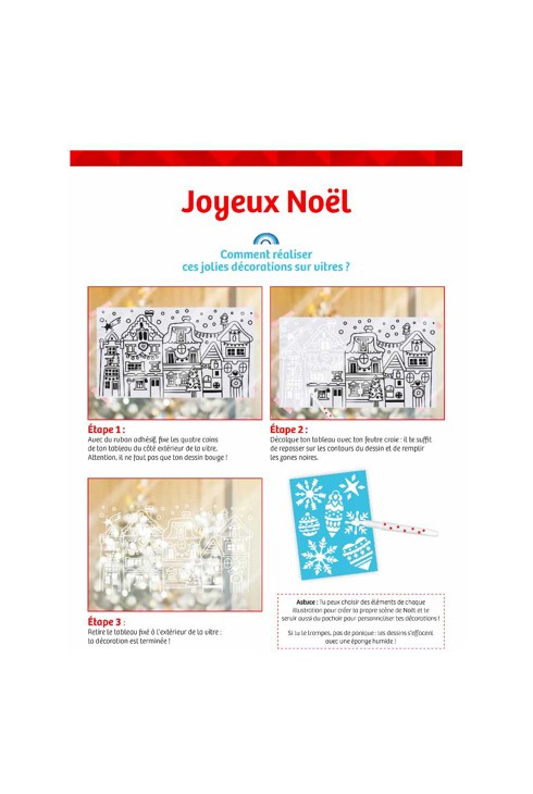 Pochette Décorations sur vitres Joyeux Noël avec feutre et crochet 2