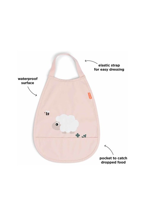 Grand bavoir imperméable à élastique rose 2