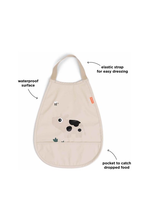 Grand bavoir imperméable à élastique beige 2