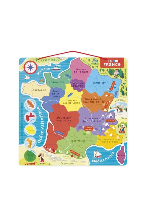 Puzzle  carte de France magnétique, Janod 2