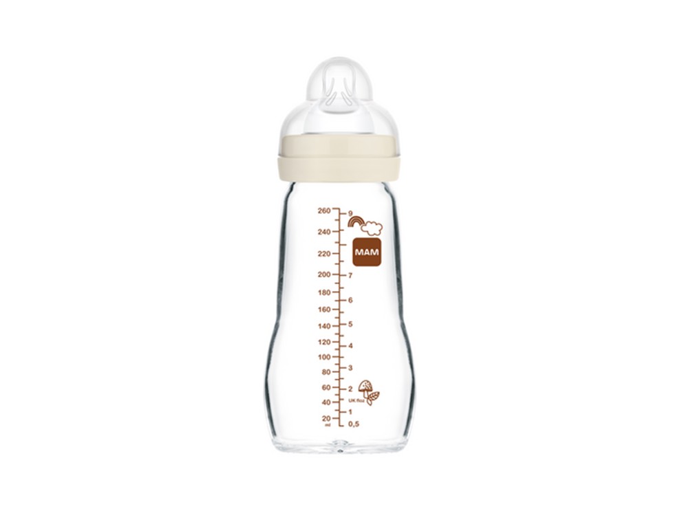 Biberon en verre 260 ml beige MAM 2