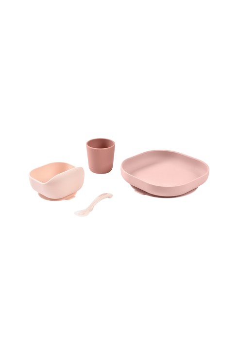 Coffret repas silicone 4 pièces rose Beaba 2