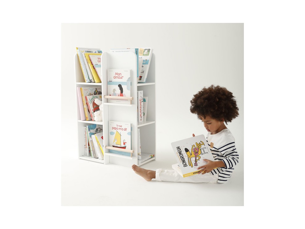 Bibliothèque multi-faces blanc et naturel Oxybul 2