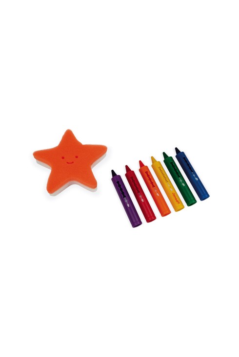 6 crayons de bain et éponge Janod 2