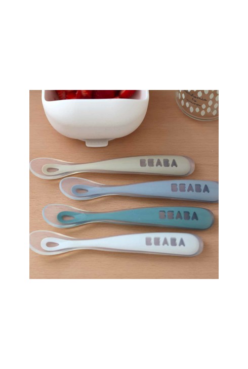 Lot de 4 cuillères en silicone 1er âge multi bleu Beaba 2