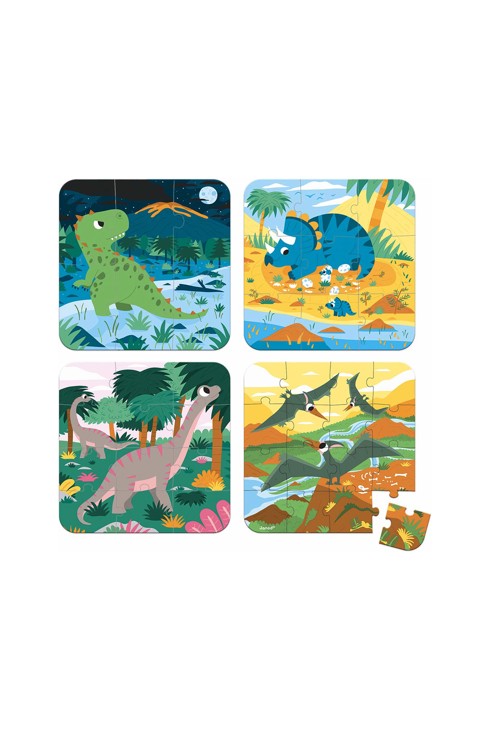 4 puzzles évolutifs dinosaures Janod 2