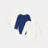 Lot de 3 bodies manches longues en coton bio bleu mixte Absorba