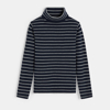 T-shirt col roulé rayé bleu garçon