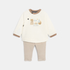 Sweat molleton et pantalon rayé beige bébé garçon
