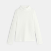 T-shirt col roulé côtelé uni blanc