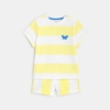 T-shirt et short rayures larges jaune bébé garçon