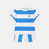 T-shirt et short rayures larges bleu bébé garçon
