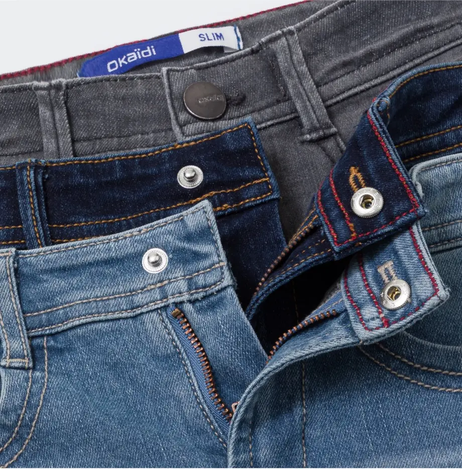 3 jeans OKAIDI l'un sur l'autre