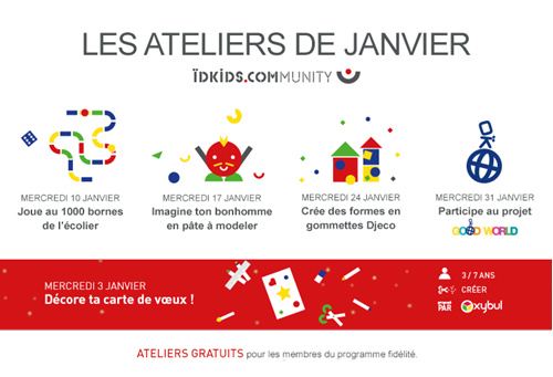 Les ateliers de janvier 2018 dans les magasins ÏDKIDS Les ateliers de janvier 2018 dans les magasins ÏDKIDS