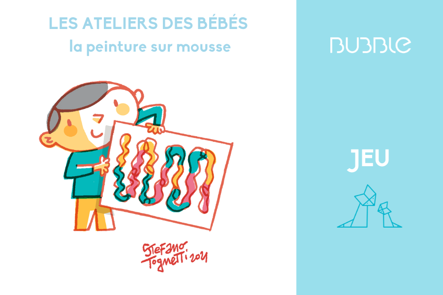 La peinture sur mousse / Les ateliers des bébés